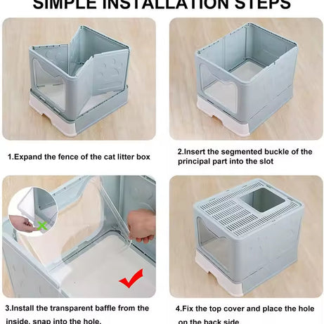 Front-entry Enclosed Extra-large Cat Litter Box With A Collection