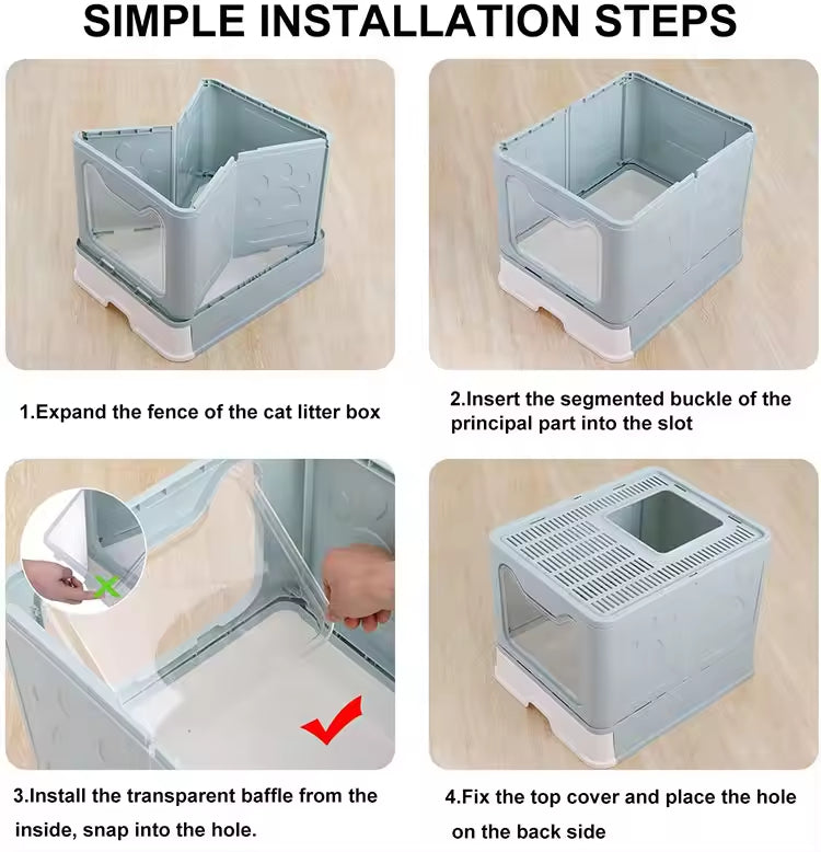 Front-entry Enclosed Extra-large Cat Litter Box With A Collection