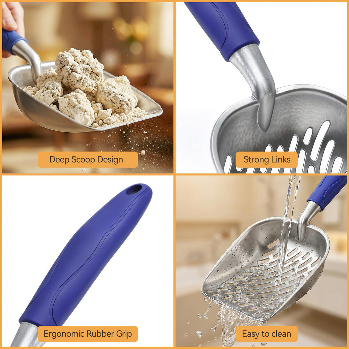 Cat Litter Scoop Kitty Metal Scooper Heavy Duty Aluminum Deep