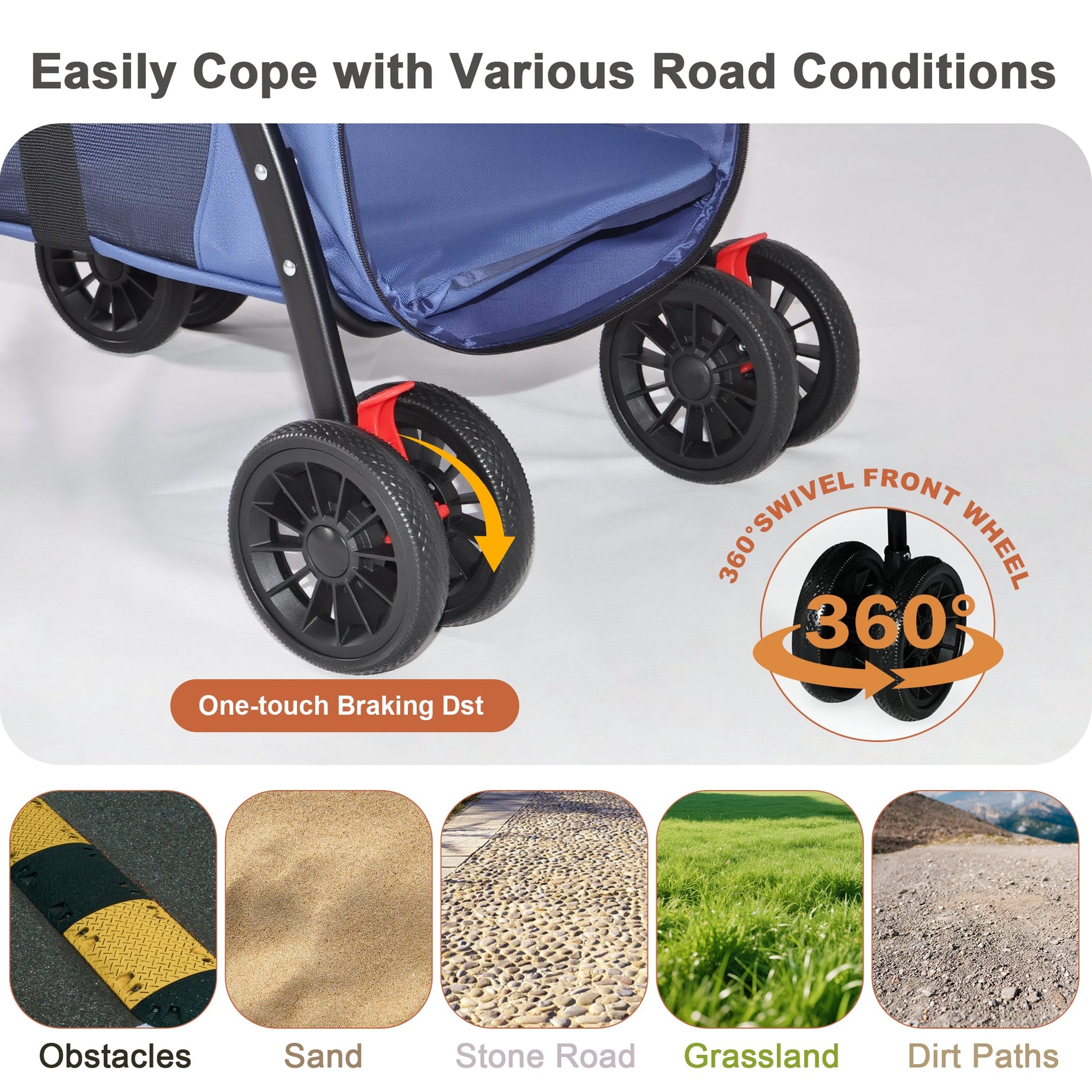 Pet Stroller Foldable 4-wheel Design Breathable Mesh Dog Cat