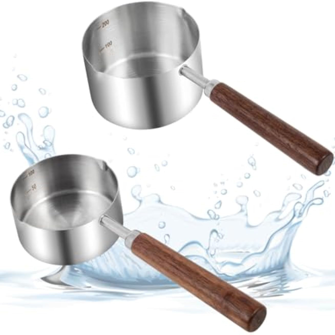 Dog Food Scoop 304 Stainless Steel Pet Measuring Cup With Wooden