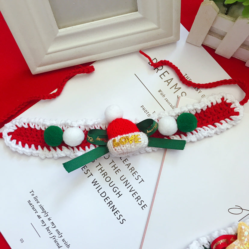 Wool Pet Collar Hand Woven Christmas Pet Accessories
