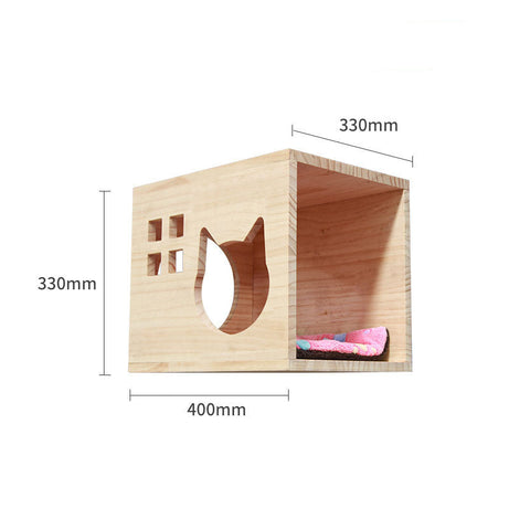 Pet Cat Climbing Frame Wall Type Solid Wood Hanging Platform Ladder