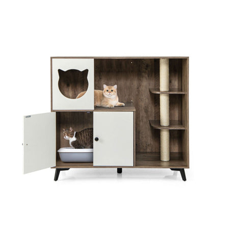Cat Litter Box With Scratching Post Apartment House Locker