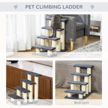 Pawhut Cat Tree With 4 Steps For High Beds Couch Cute Stair Shaped