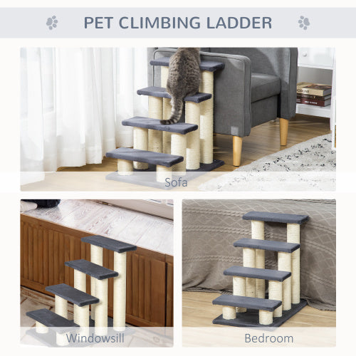 Pawhut Cat Tree With 4 Steps For High Beds Couch Cute Stair Shaped