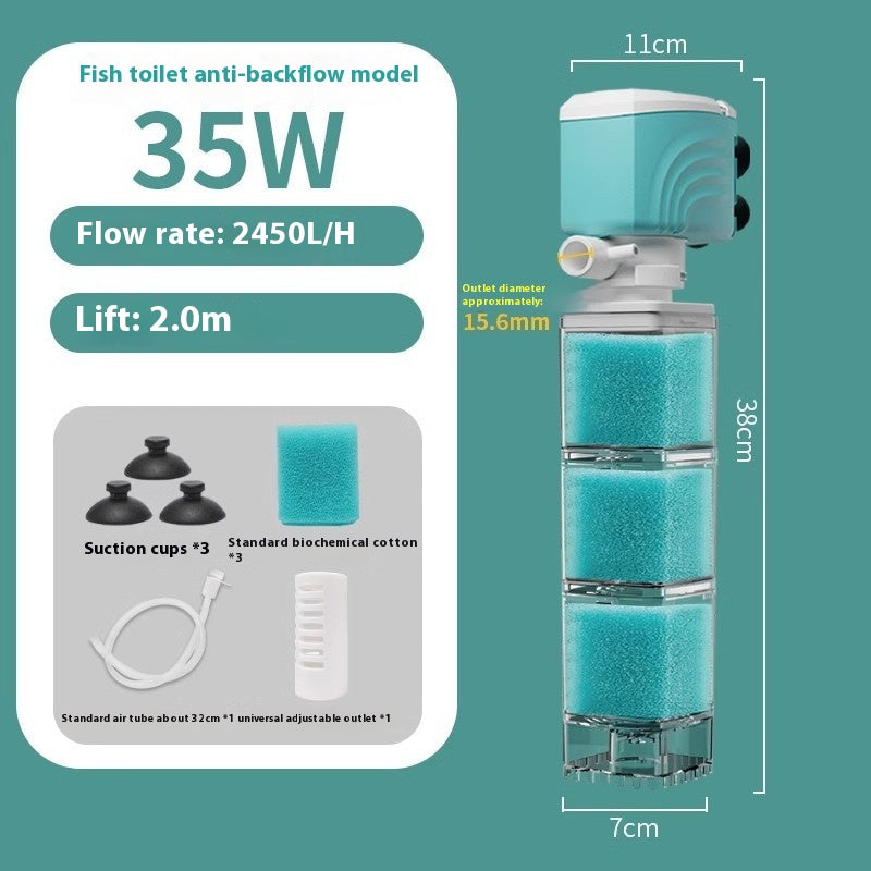 Anti-backflow Filter Aerating Fish Tank Built-in