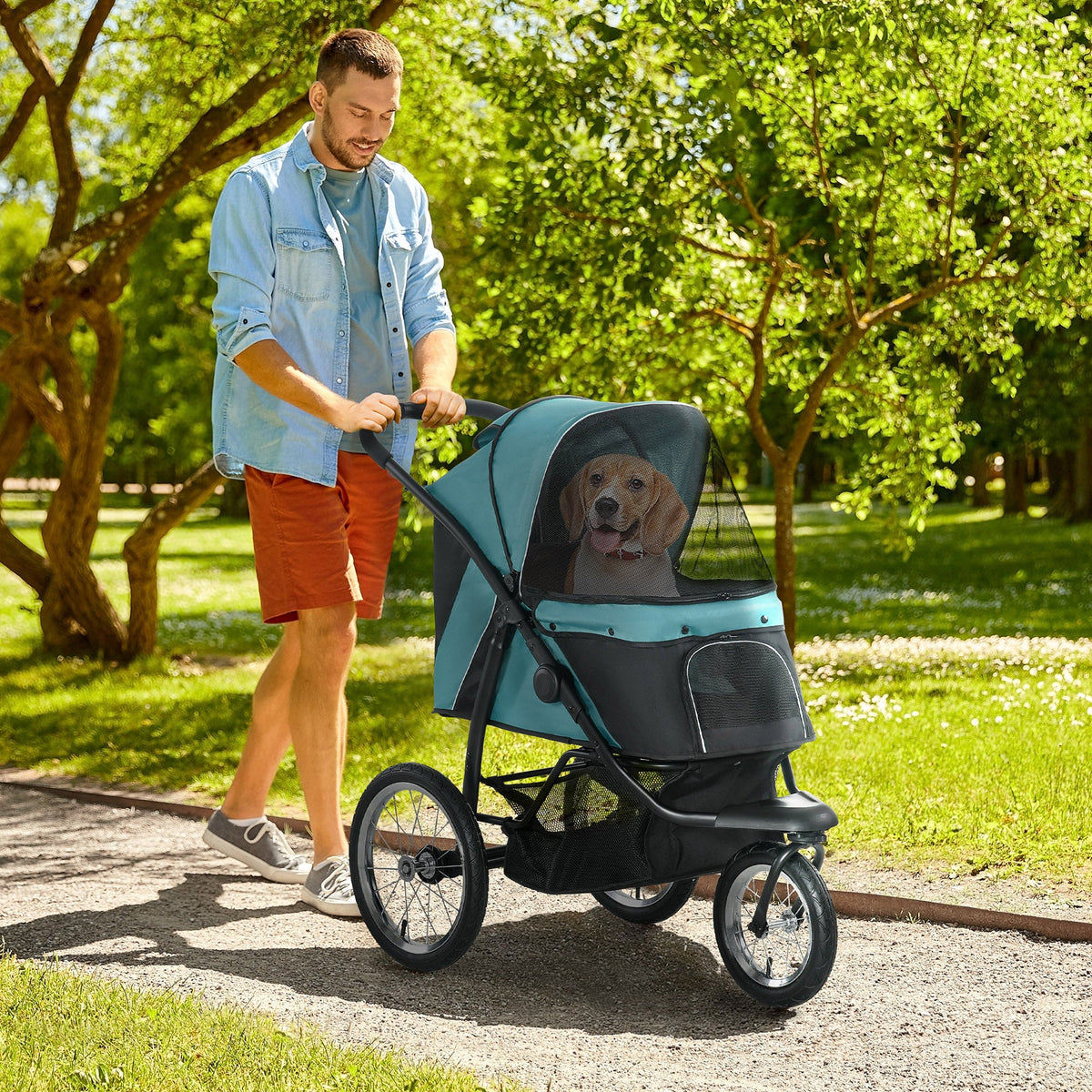 3 Wheels Pet Stroller For Small Dogs And Medium With Adjustable