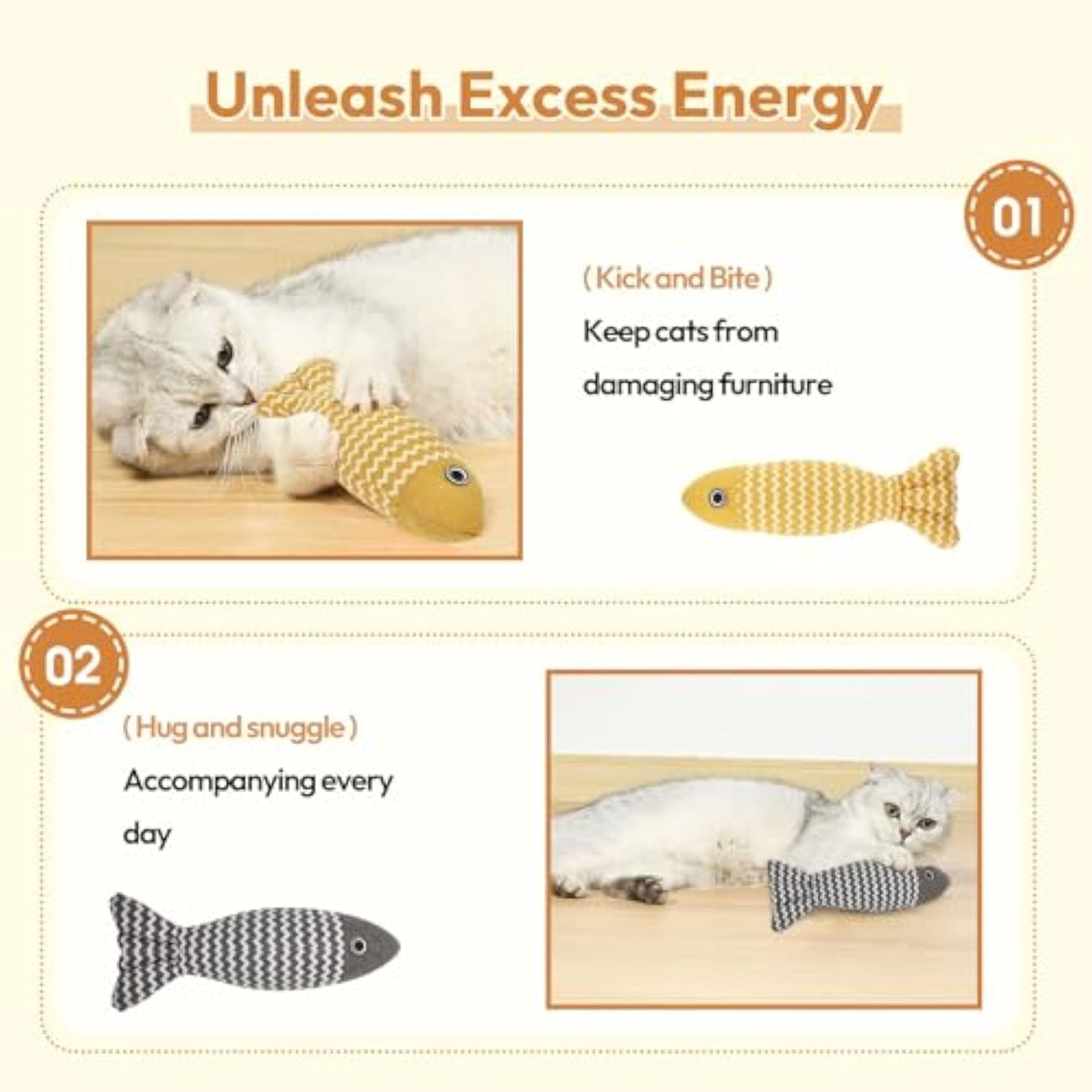 3 Pcs Catnip Toys Fish Cat Self Play For Indoor Cats And Kitten Toy