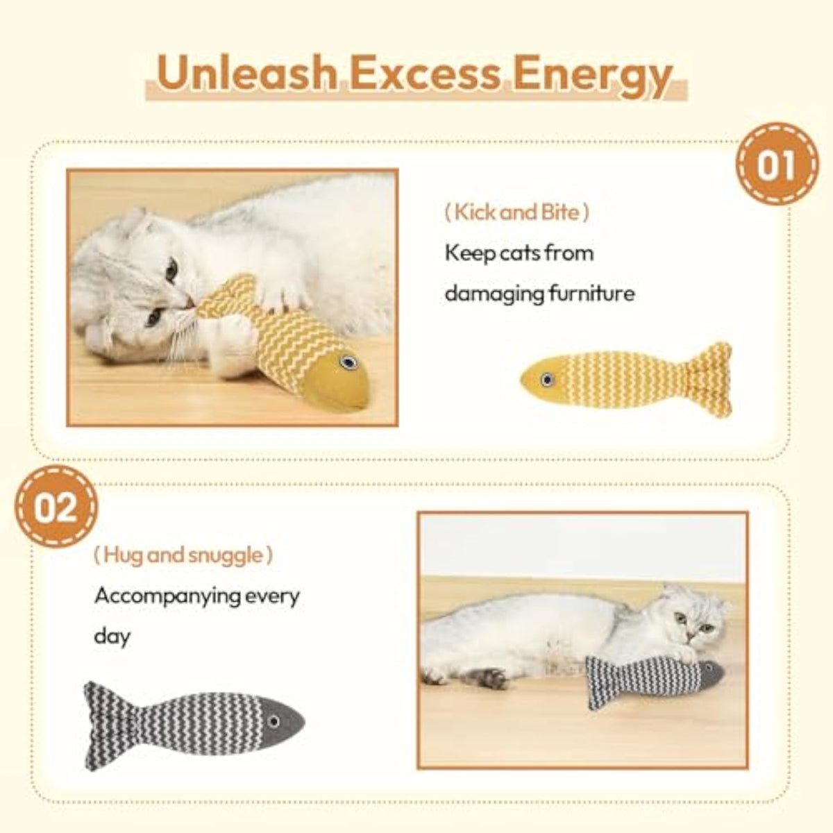 3 Pcs Catnip Toys Fish Cat Self Play For Indoor Cats And Kitten Toy