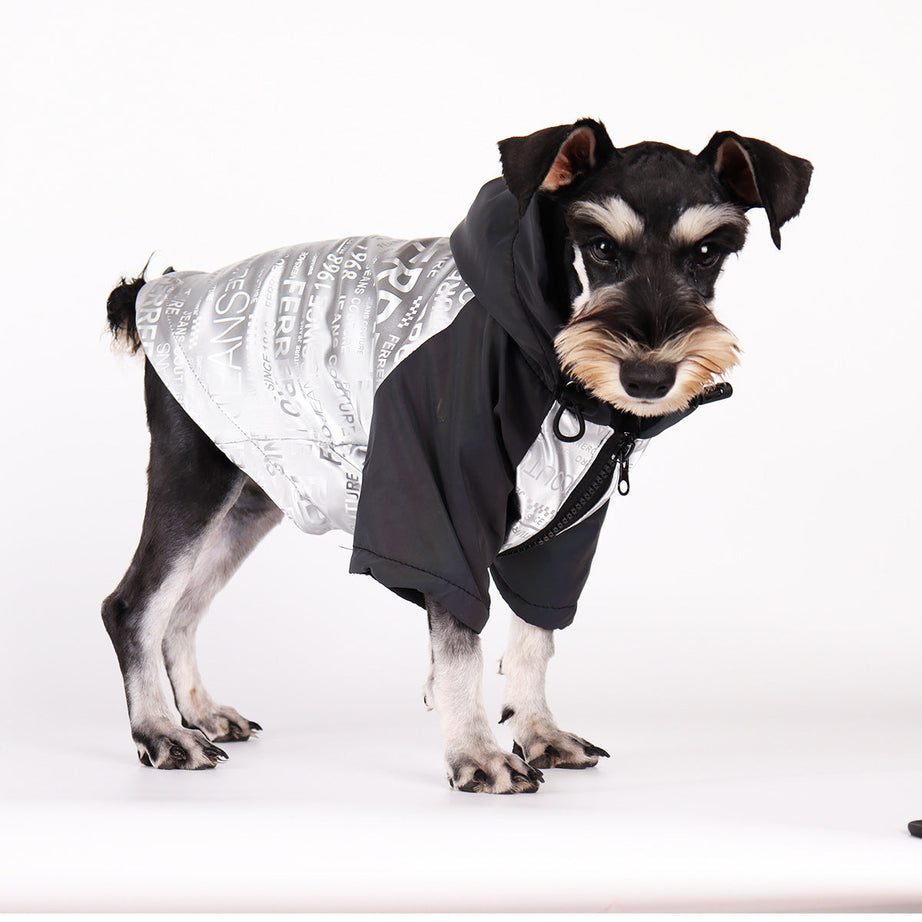 Dog Poker Jacket Reflective Raincoat Pet Cotton Clothes Warm