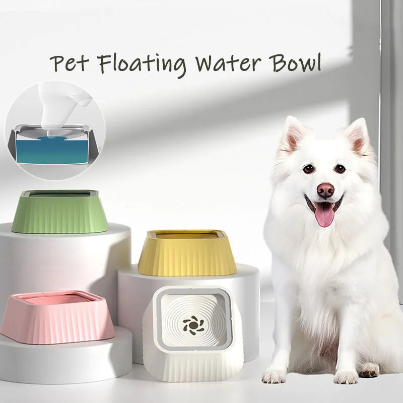 Pets Dog Cat Bowl Floating Water Drinker Not Wet Mouth Splash