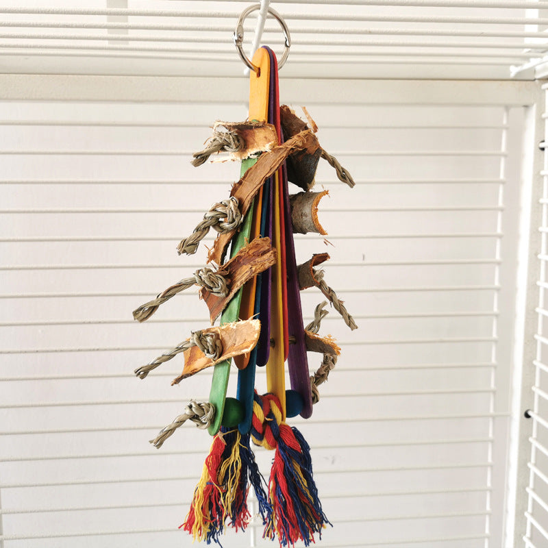 Creative Parrot Corn Cob Bite String Wooden Toy