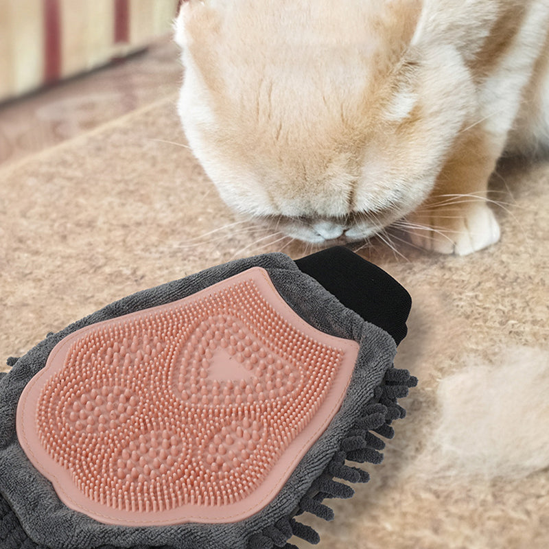 Pet Bathing Brush 2-in-1 Grooming Glove Elegant Dog Tool