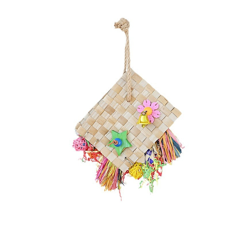Parrot Bird Toy Palm Leaf Weaving Foraging Bag