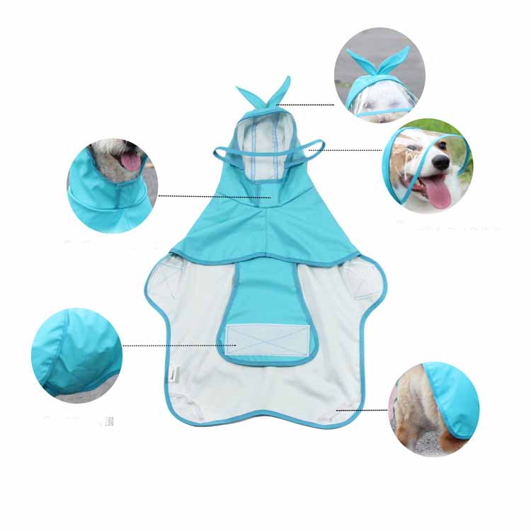 Transparent Brim Waterproof Pu Dog Raincoat