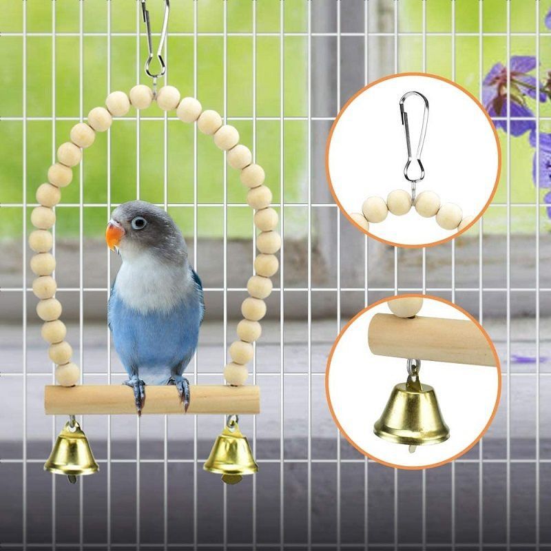Parrot Bite Toy Small And Medium Bird Log Swing Ring Bell String