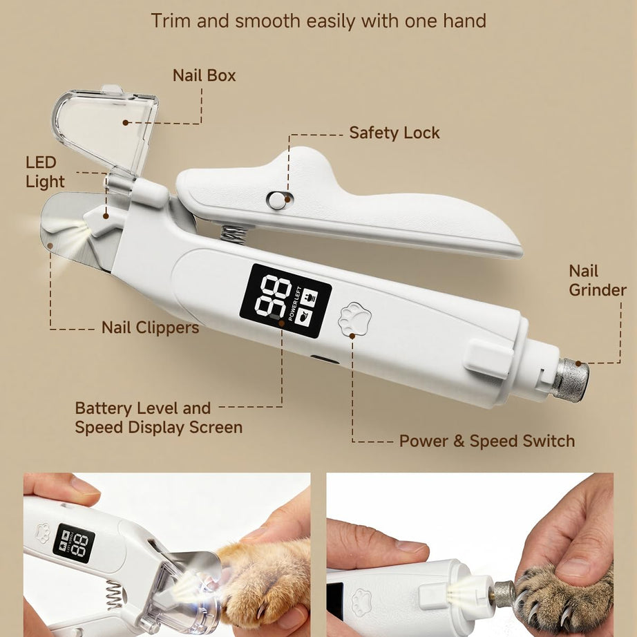 Dog Nail Clippers With Light 2-in-1 Clipper Grinder Trimmer