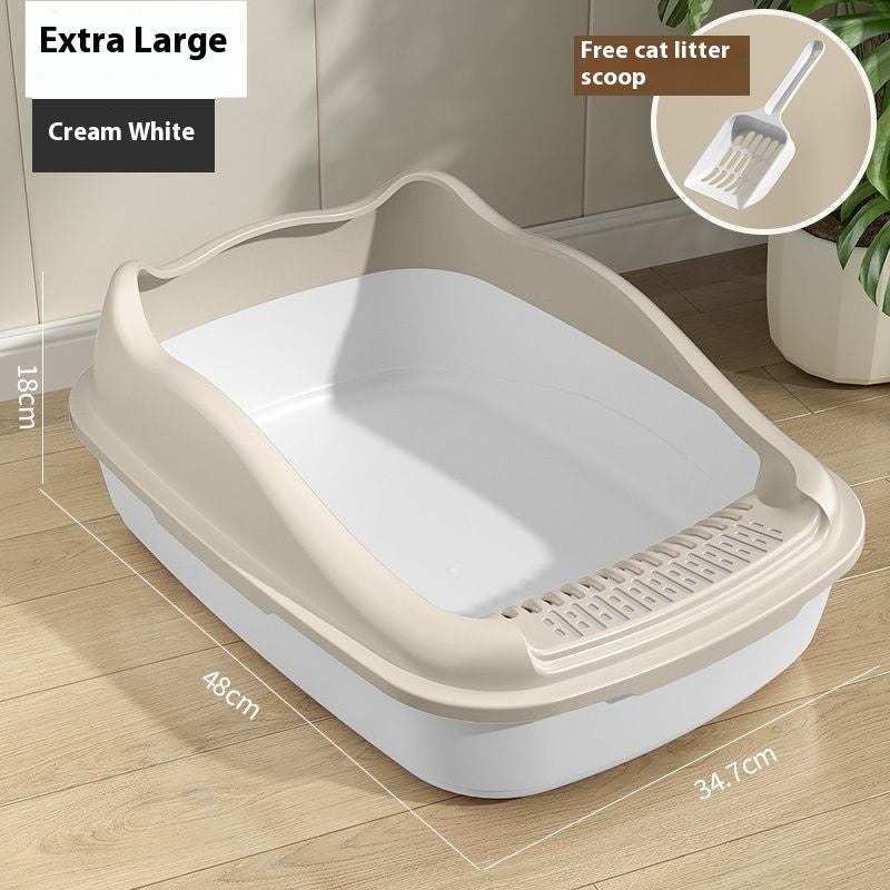 Litter Box Oversized Semi-enclosed Cat Toilet Anti-splash Poop Basin
