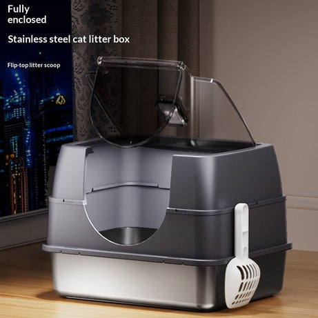 Odor-proof Fully Or Partially Enclosed Cat Litter Box With Splash