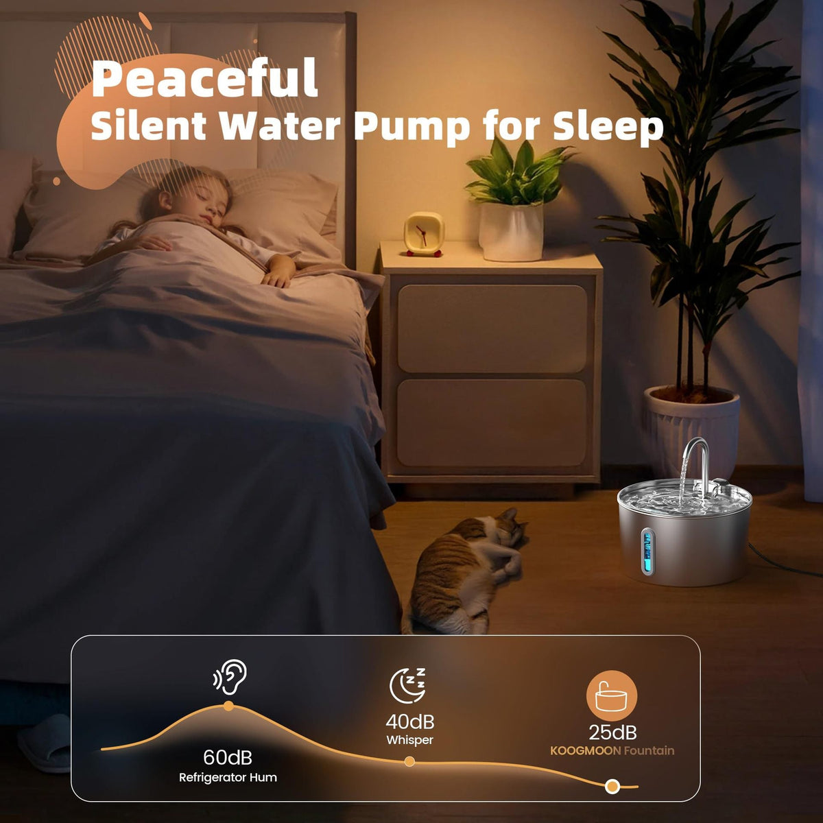 Cat Stainless Steel Water Fountain With Automatic Circulation