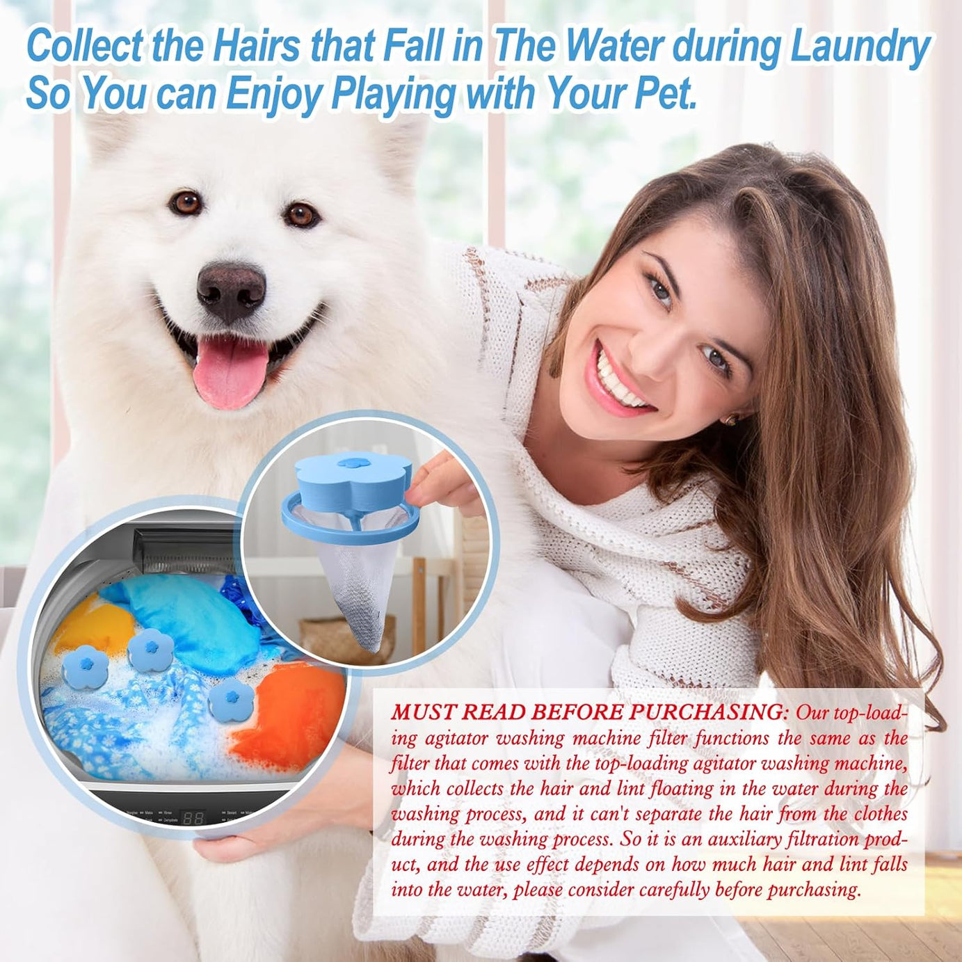 Pet Hair Catcher For Laundry Lint For Washing Machine For Dogs
