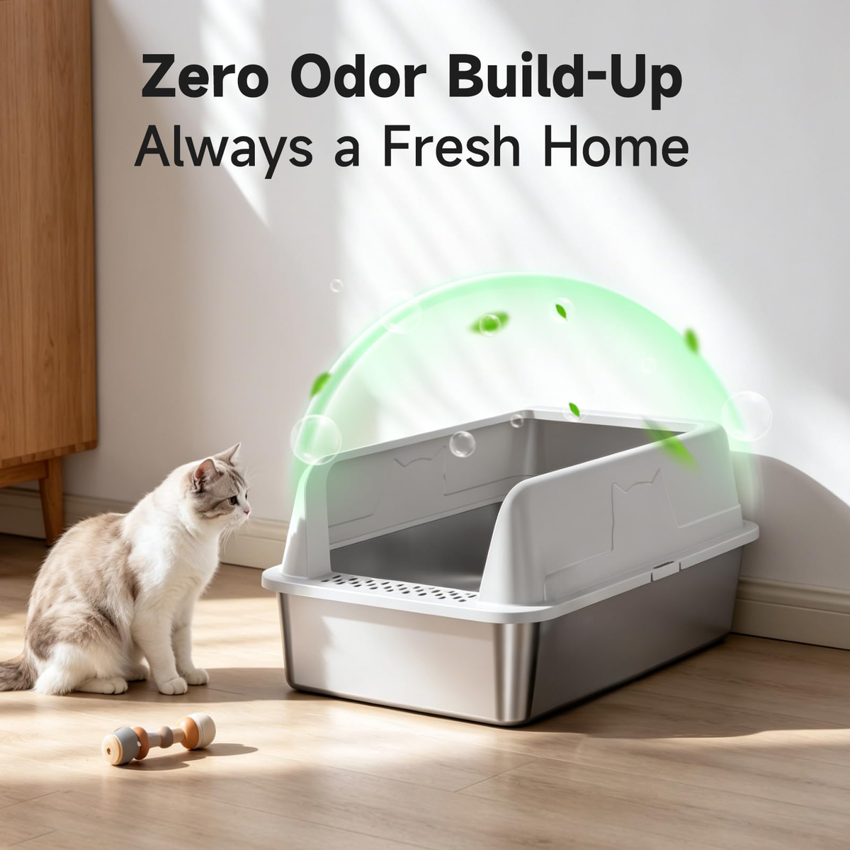 Stainless Steel Cat Litter Box For Cats High-sided Design Prevents
