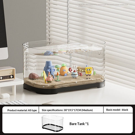 Transparent Plastic Fish Tank Aquarium Terrarium Decoration Office