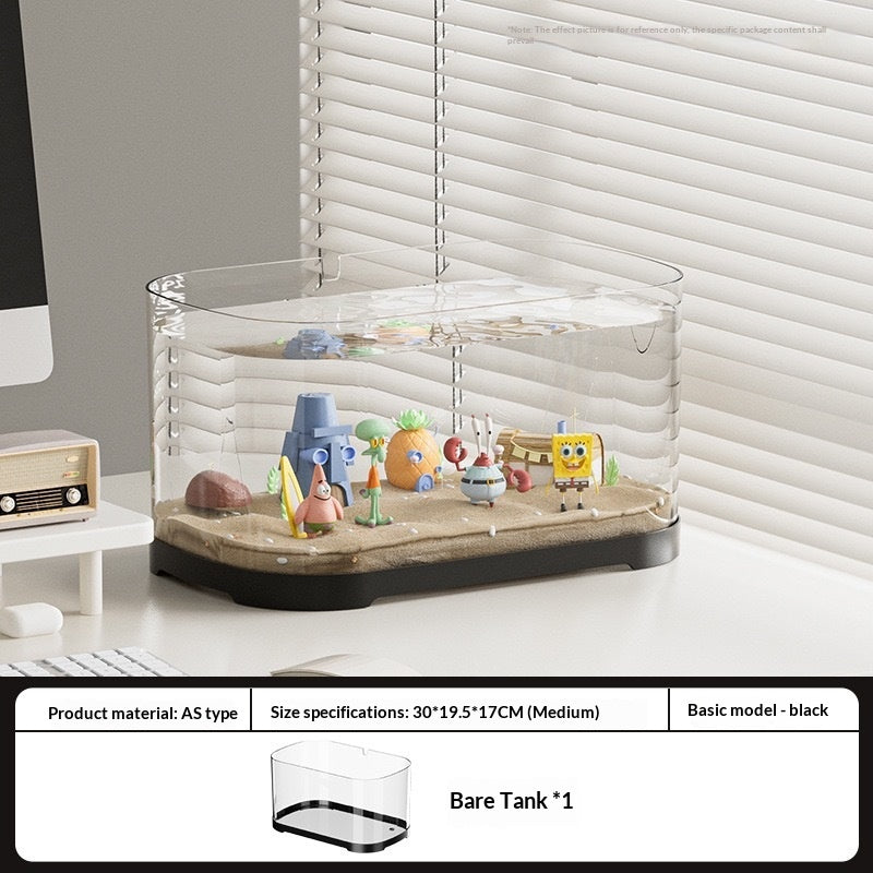 Transparent Plastic Fish Tank Aquarium Terrarium Decoration Office
